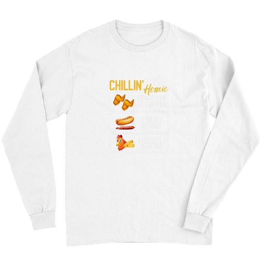 Chicken Pet Funny Chillin With My Homie Chicken Wing Macaroni Hotdog Long Sleeves
