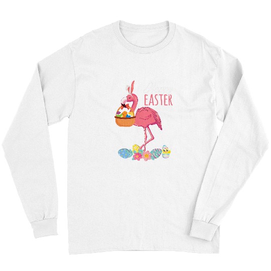 Flamingo Pet With Easter Happy Easter Egg Basket Hunting 8 Long Sleeves