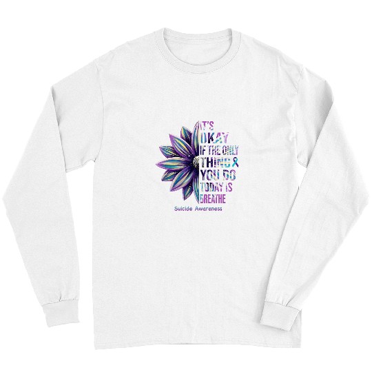 suicides Prevention 988 teal ribbon and Sunflower Long Sleeves