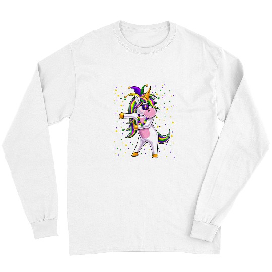 Unicorn Pet Mardi Gras Flossing Unicorn Jester Ha Unicorn Gifts Long Sleeves