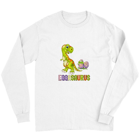 Dinosaur Pet Cute Eggasaurus Stegosaurus Egg Dinosaur Happy Easter TRex Long Sleeves