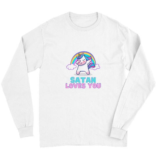 Unicorn Pet Satan Loves You Cute Unicorn Dab Festival Club Occult Pagan Long Sleeves
