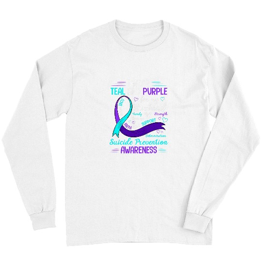suicides Prevention 988 Ribbon I Wear Purple And Teal For My Husband Long Sleeves