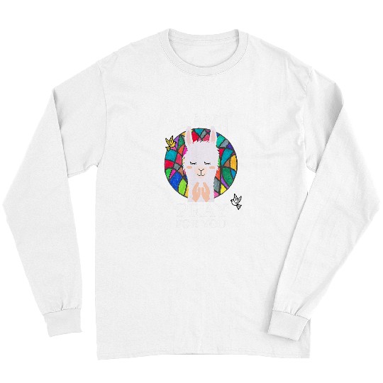 Llama Pet Pray For You Praying Hands Alpaca Stained Glass Window Long Sleeves