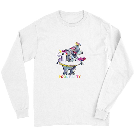 Elephant Mammal Pool Party Elephant Unicorn Float Summer Holidays Youth Kids Long Sleeves
