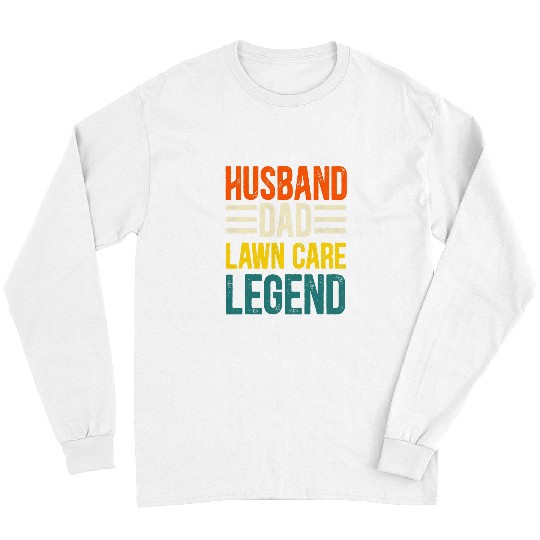 Lawn Mower Fun Mens Husband Dad Lawn Care Legend Dad Long Sleeves