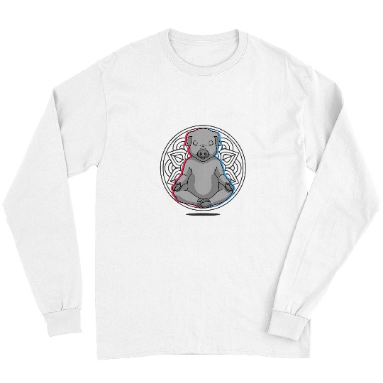 Pig Pet Namaste Pig Mandala Lotus Meditation Long Sleeves