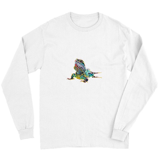 Iguana Pet Lizard Motif Terrarium Reptile colorful Lizards 1 Long Sleeves