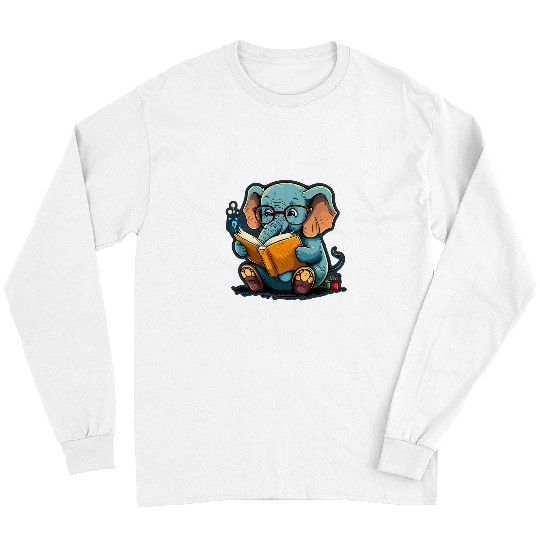 Discover Book Fun Sweet Baby Elephant Glasses Book Read Book Readers Reader 2 Long Sleeves