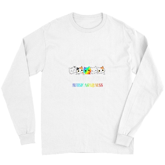 Autism Puzzle Neurodiversity  Cat Autism Spectrum ASD ADHD Rainbow Long Sleeves