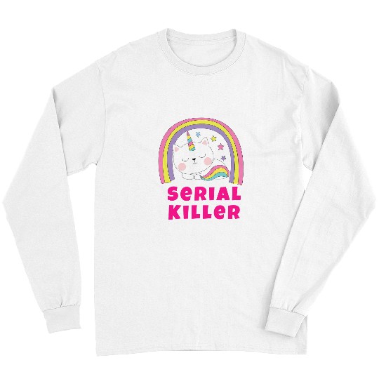 Unicorn Pet Sarcastic Retro Rainbow Funny Unicorn Serial Killer Long Sleeves