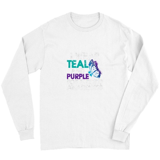 suicides Prevention 988 Ribbon I Wear Teal And Purple For suicides Awareness Butterfly Long Sleeves