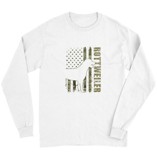 Rottweiler USA American Flag Camouflage Dog Owner Long Sleeves