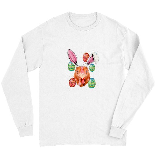 Chicken Pet Easter Bunny Chicken Funny Farmer Easter Long Sleeves