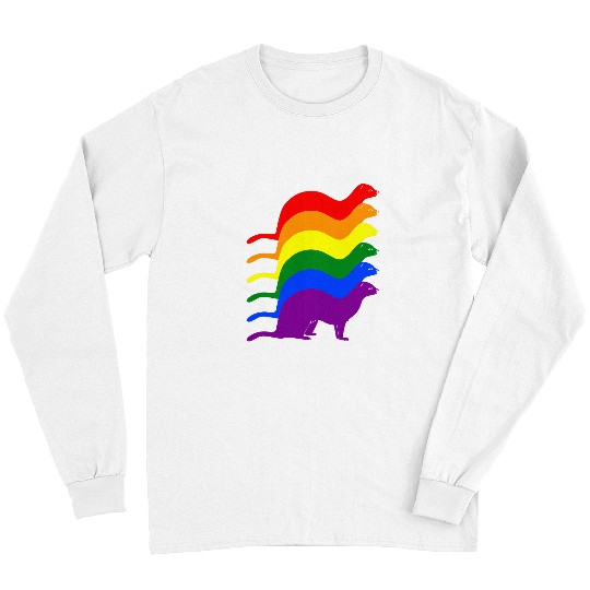Ferret Pet LGBT Pride Gay Pride Ferret LGBT Rainbow Flag Awareness Long Sleeves
