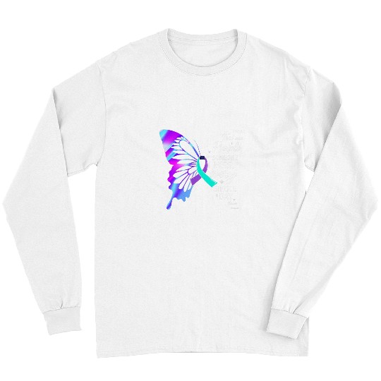 suicides Prevention 988 Ribbon I Wear Teal Purple For Memorial Long Sleeves
