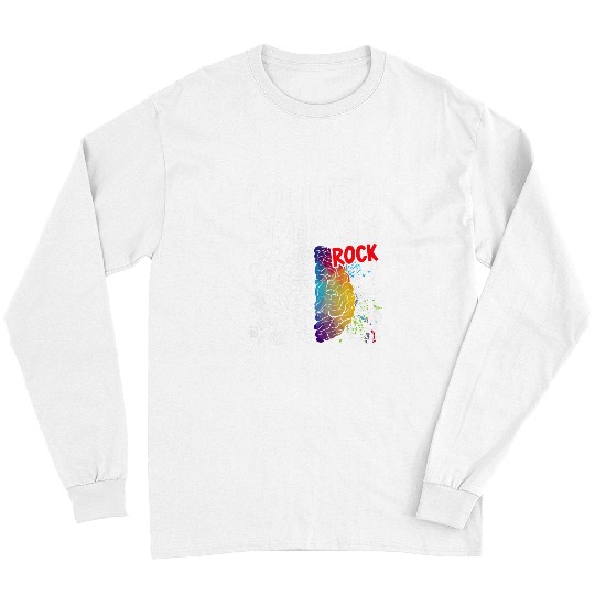 Autism Puzzle Neurodiversity Rocks Rainbow Brain Autism Awareness ASD ADHD Long Sleeves