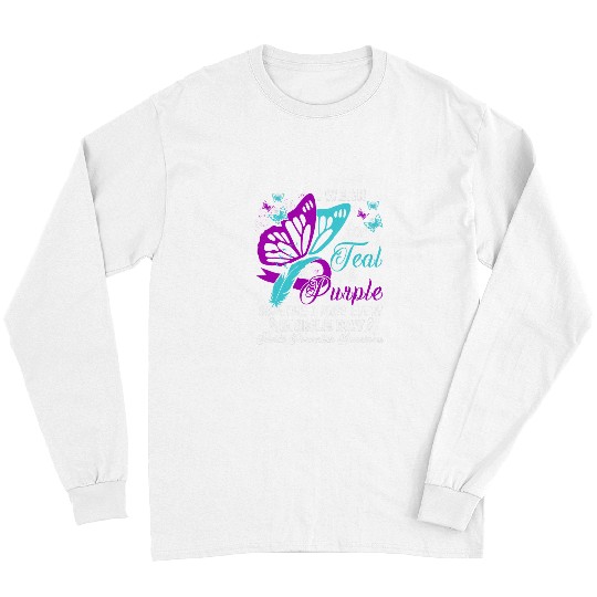 suicides Prevention 988 Teal and Purple Ribbon Long Sleeves