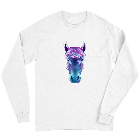 Horse Pet colourful horse motif animal print riding girl Long Sleeves