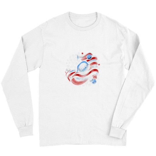 Sport Pickleball Patriotic Stars and Stripes USA Flag Pickleball Long Sleeves