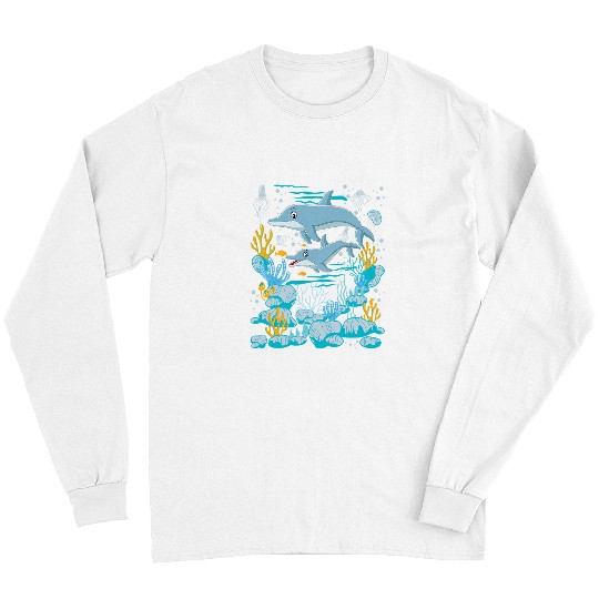 Dolphin Pet Gift Mother And Child Dolphin Zookeeper Zoology Wildlife Lover Long Sleeves