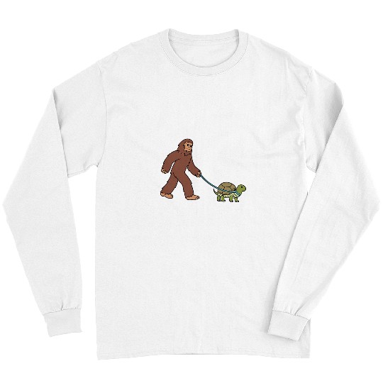 Bigfoot Pet Sasquatch Walking Tortoise Sarcastic Long Sleeves