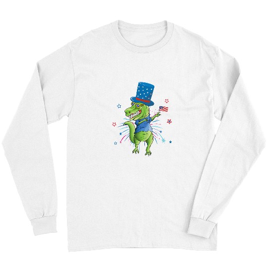 Dinosaur Pet  Dinosaurs T rexs Independent Day Patriotic Outfit Long Sleeves