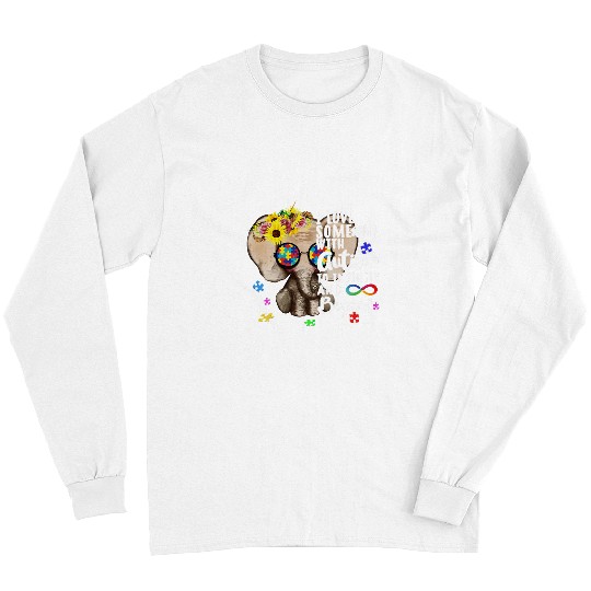 Elephant Mammal Hippie Elephant I love Someone with Autism Awareness Kid Long Sleeves
