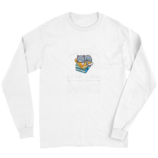 Book Fun Easily Distracted by Cats and Books Funny Cat Lover Gifts Long Sleeves