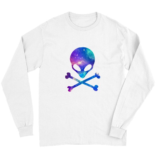 Aliens UFO psychedelics Alien Crossbones Cosmic Galaxy UFO Hunters Long Sleeves