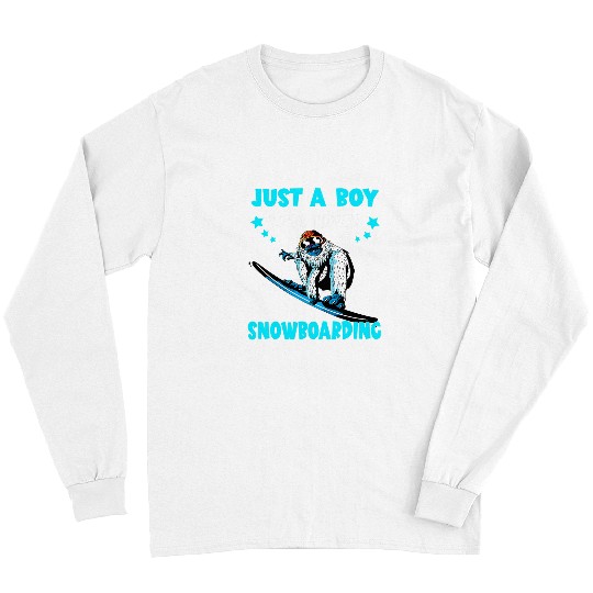 Bigfoot Pet Snowboarding Just A Boy Ape Yeti Snowboarder Snowboard Long Sleeves