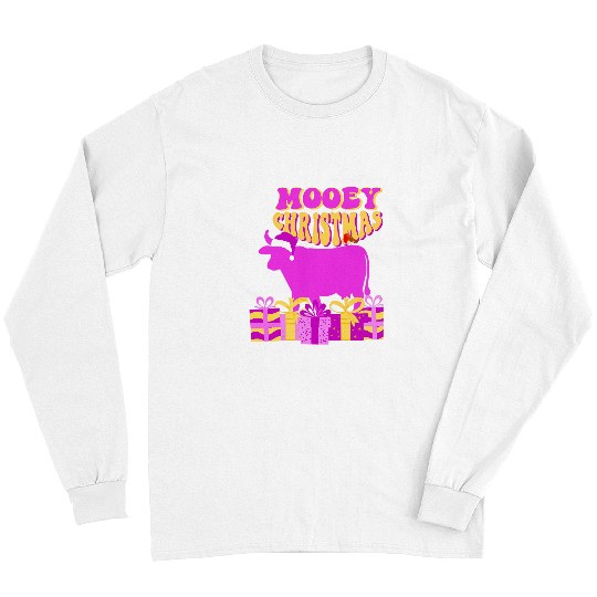 Cow Pet Mooey Christmas Cow Robin Holiday Festive xmass Long Sleeves