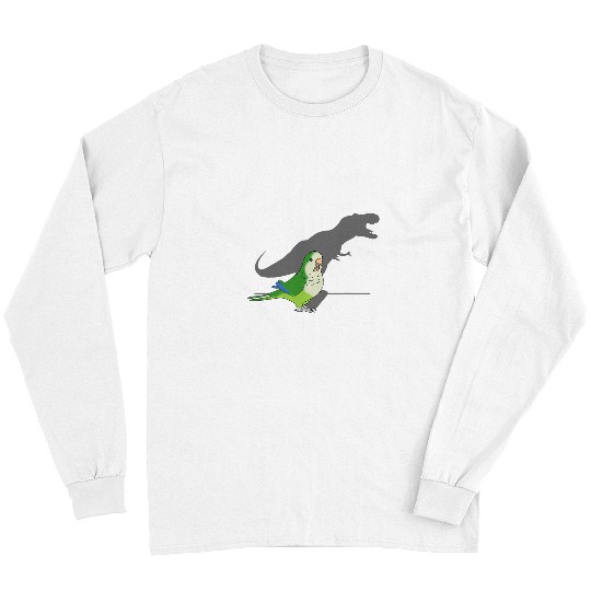 Trex Green Monk Parakeet Funny Birb memes Screaming Parrot Long Sleeves
