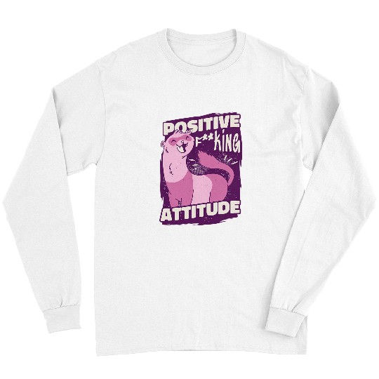 Ferret Pet Positive Attitude Ferret Cool Retro Fun Weird Bizarre Art Long Sleeves