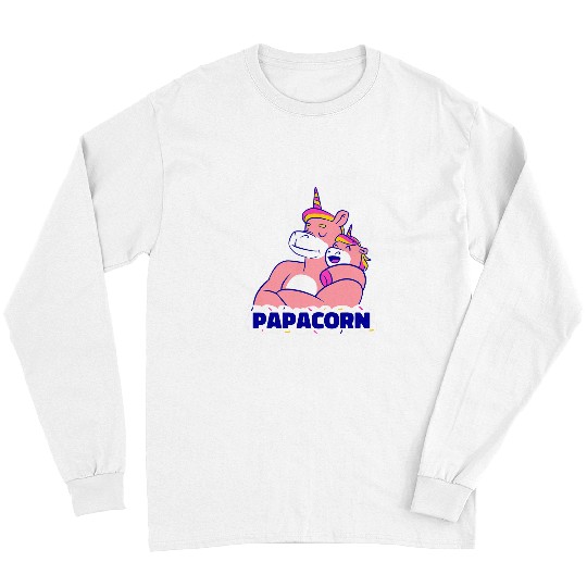 Unicorn Pet Mens PapaCorn Papa Unicorn Proud Dad Father Grandad Grandfather Long Sleeves