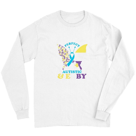 Autism Puzzle Perfect Autistic 2Enby Autism Awareness Pride Butterfly Long Sleeves