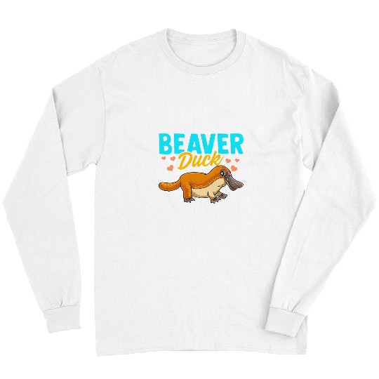 Beaver Pet Duck Platypus Pun Cute Duck Billed Platypus Hearts Long Sleeves