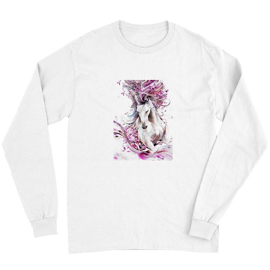 Horse Pet racing rose flower beauty birthdays cool sweet nice it Long Sleeves
