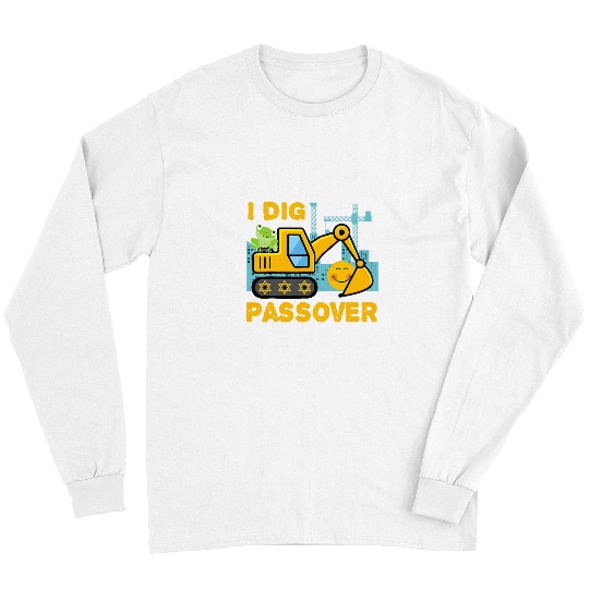 Excavator Fun I Dig Passover Excavator Construction Pesach Matzah Frogs Long Sleeves
