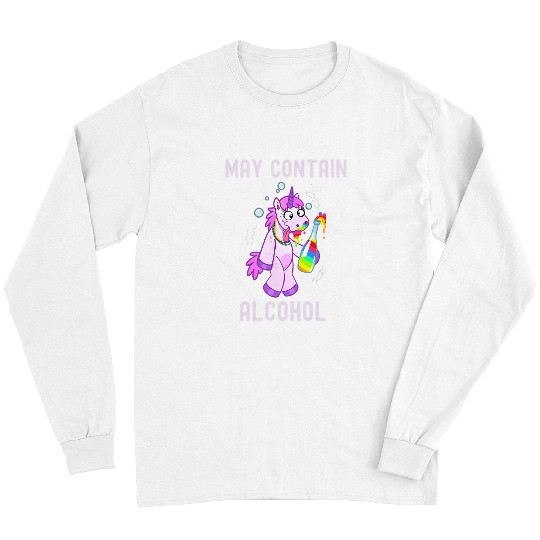 Unicorn Pet May Contain Alcohol Unicorn Drinking Funny Mardi Gras Party Long Sleeves
