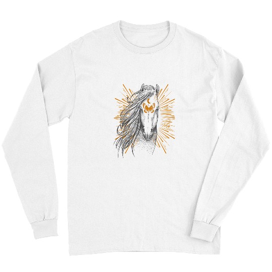 Horse Pet Mystic Celestial Aesthetic Luna Moth Moon Butterfly Horse Long Sleeves