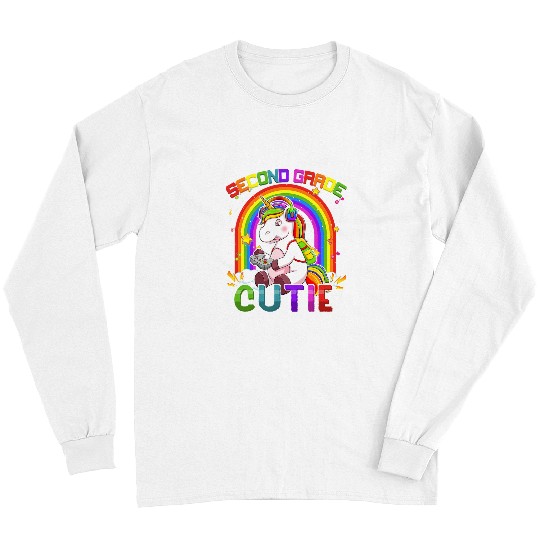 Unicorn Pet Second Grade Cutie Unicorn Rainbow Video Game Back To School Long Sleeves