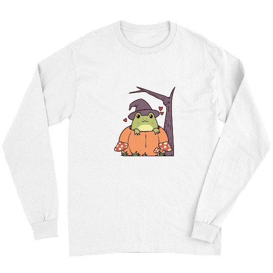 Frog Pet with Witch Hat Halloween Pumpkin Long Sleeves