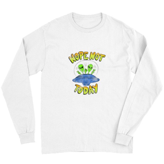 Aliens UFO Trendy Nope Alien UFO Front And Back Long Sleeves