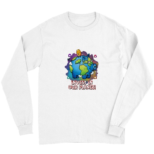 Pig Pet Invest In Our Planet Cute Pig Earth Day Teacher Student Kid Long Sleeves