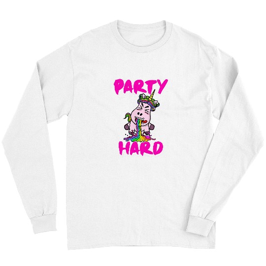 Unicorn Pet Funny Party Hard Unicorn Drunk Alcohol Festival Long Sleeves