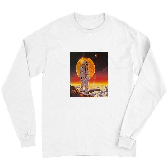 Astronaut Job Retro 1990s Japanese Anime Space Astronaut Sun Rising Art 4 Long Sleeves