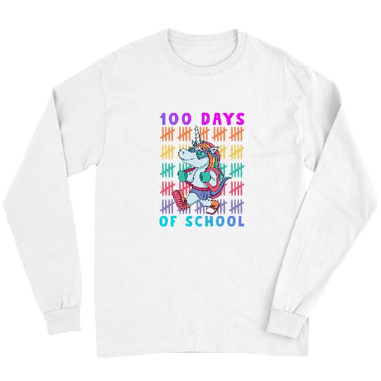 Unicorn Pet 100th Day Of School boys and girls cute Unicorn rainbow 2 Long Sleeves
