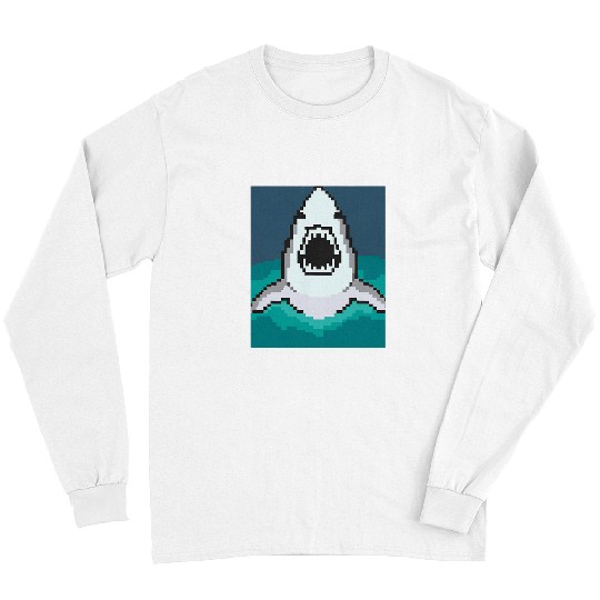 Shark Pet Pixel Art Pixel Shark Scuba Diving Retro Gamer 2 Long Sleeves