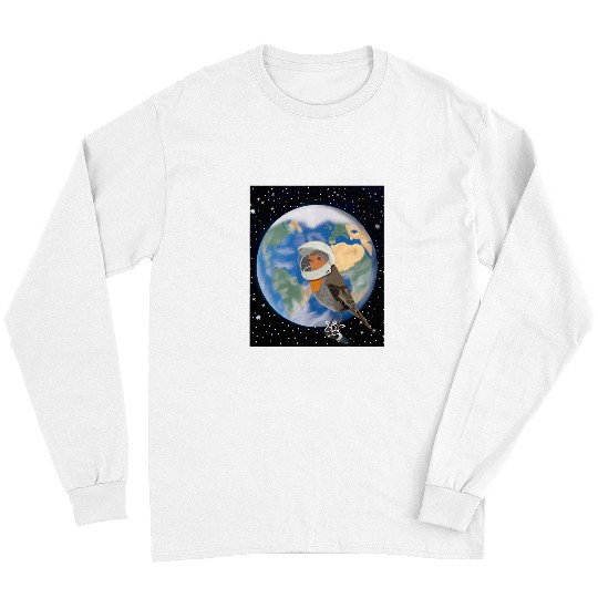 Astronaut Job Robin Bird Astronaut in Space Birdlover Animal Funny Long Sleeves